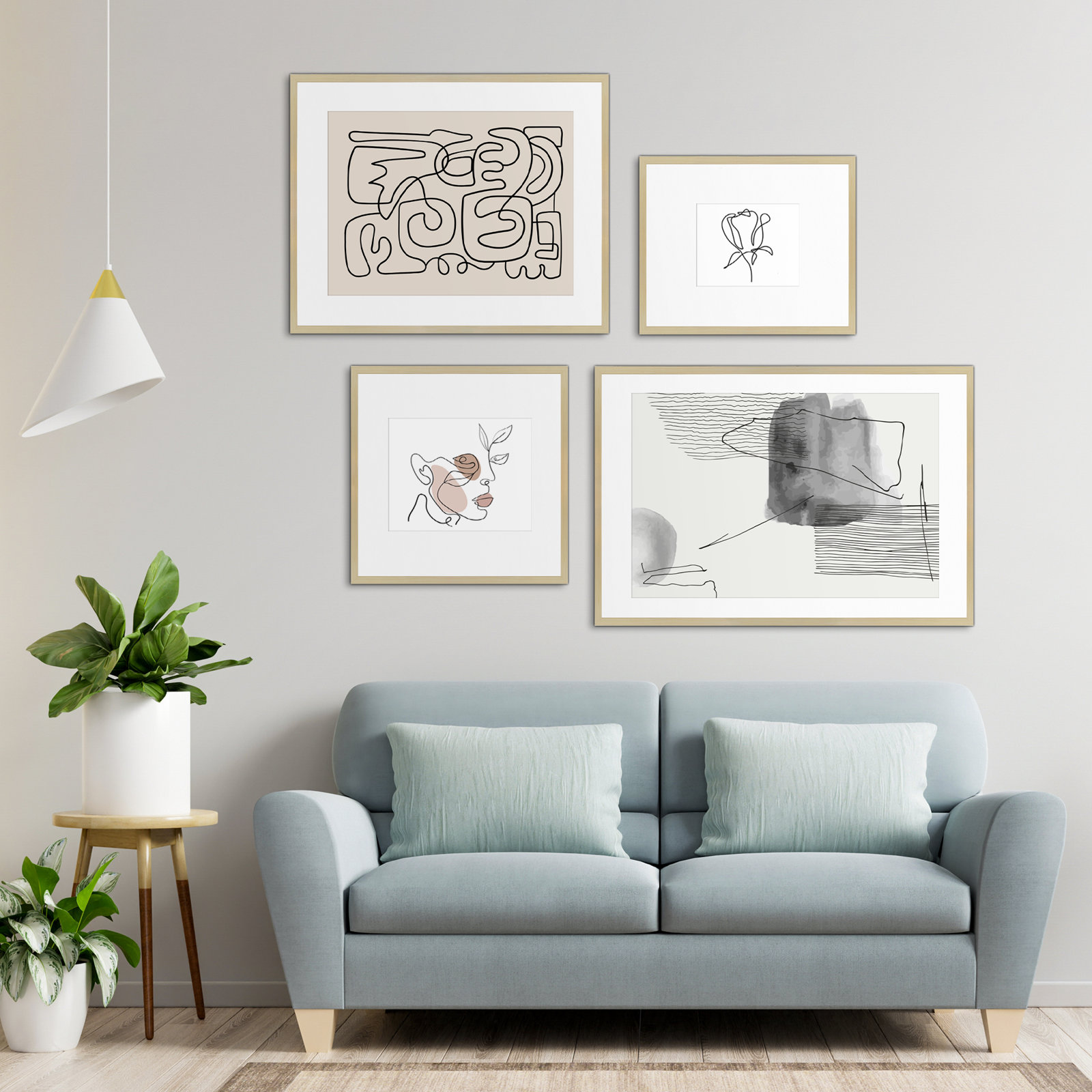 Capullo Wood Picture Frame - Set of 4 with Mat, White Maple