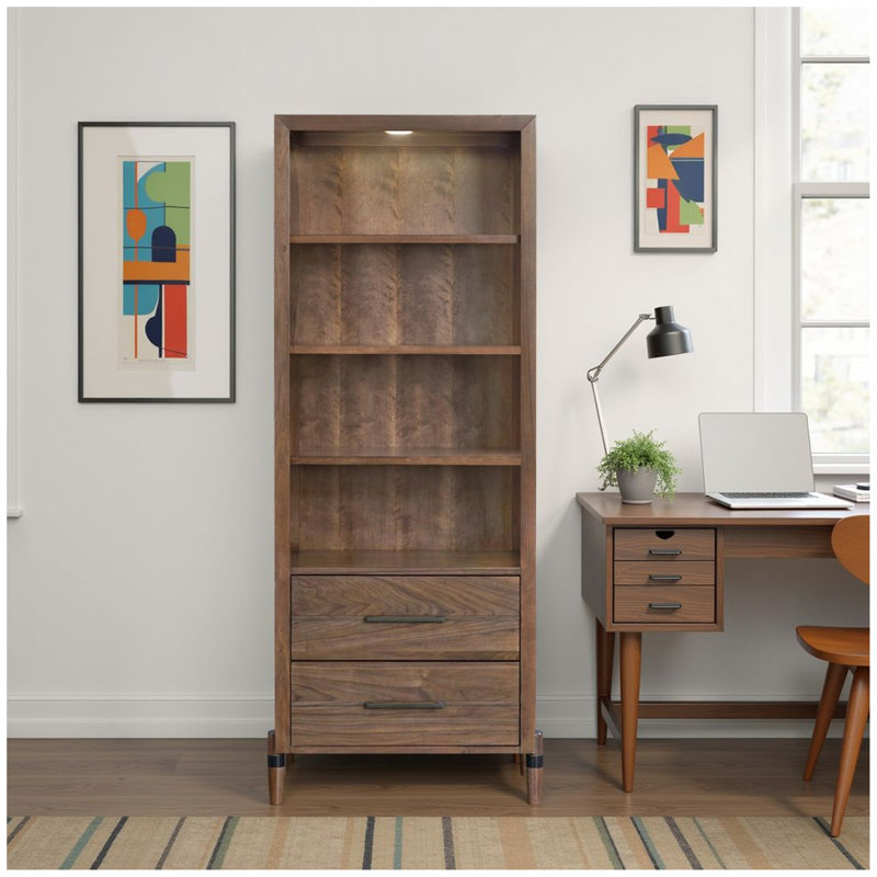 Bibliothèque Tranquility, assemblage minimal requis, finition noyer