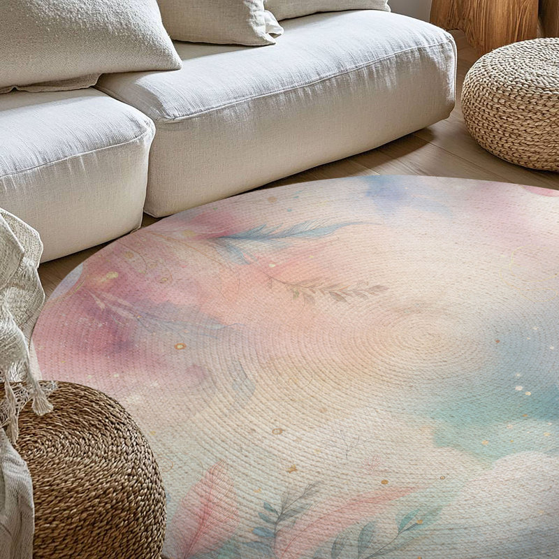 Tapis tressé Whimsical Splash, Rond 5 pi