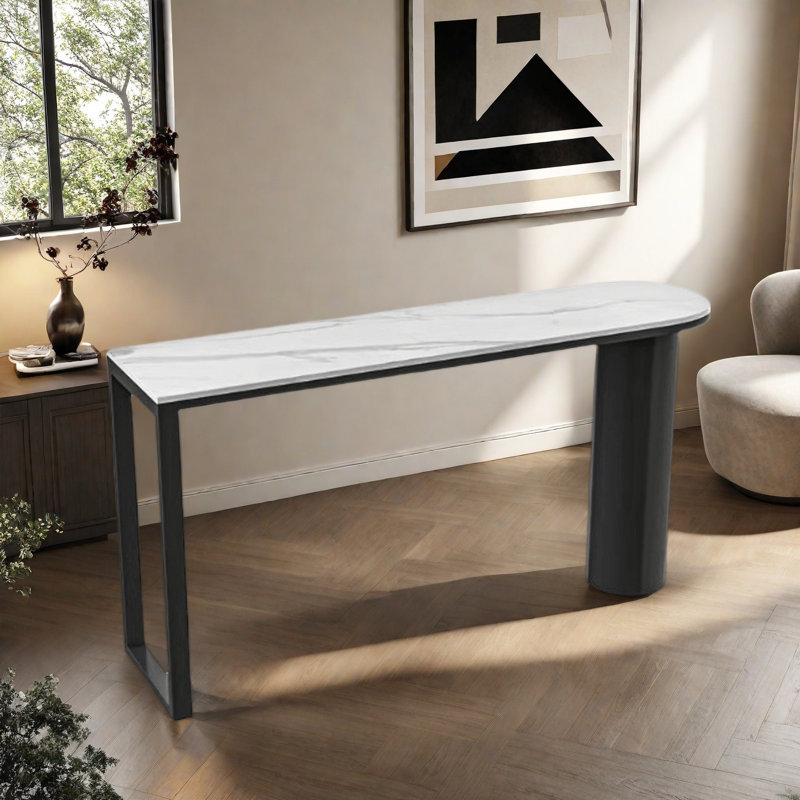 Table de bar simple et élégante pour un usage domestique, H 41,3 po x L 55,1 po x l 15,7 po, Blanc, Noir
