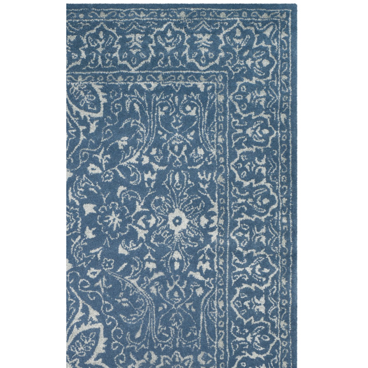 Samaniego Hand Tufted Viscose/Wool Oriental Rug in Gray/Blue