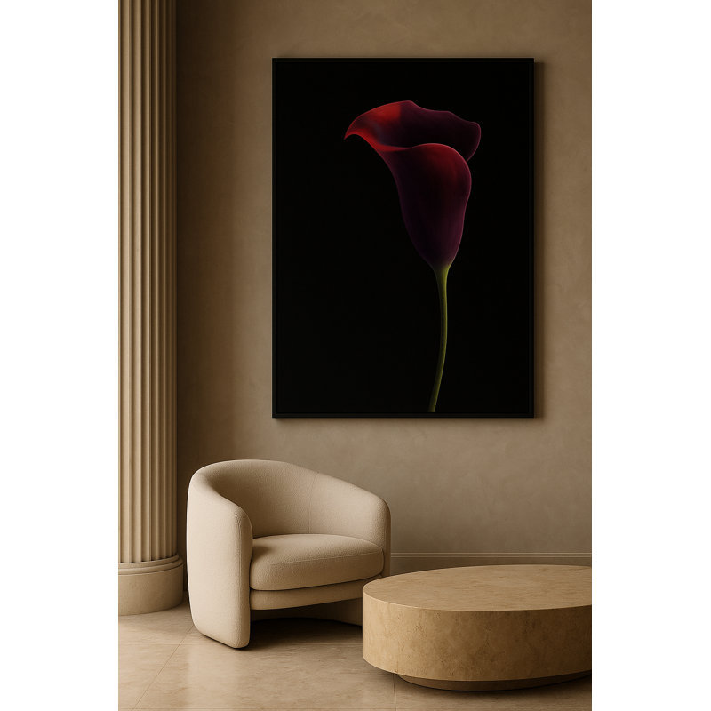 Art mural sur toile Crimson Eclipse par Kasian Art Studio - cadre noir, Noir