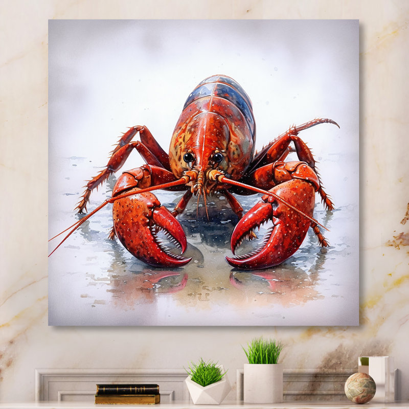 Écrevisse d'eau douce IV sur toile, Toile tendue, H 36 po x l 36 po x P 1,5 po