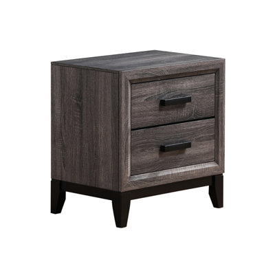 Grey Nightstand With 2 Drawers For Bedroom, Center Glide Design 2 Bedroom In Finish Black Hardware