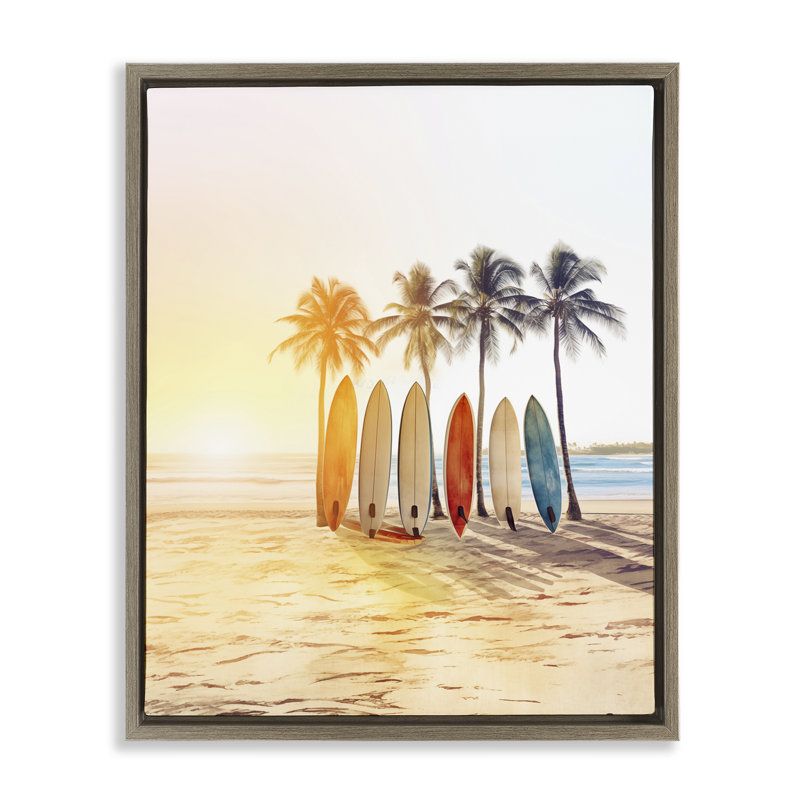  Art mural encadré de planches de surf aux couleurs vives par Arlington Prints, H 21 po x l 17 po, Brun