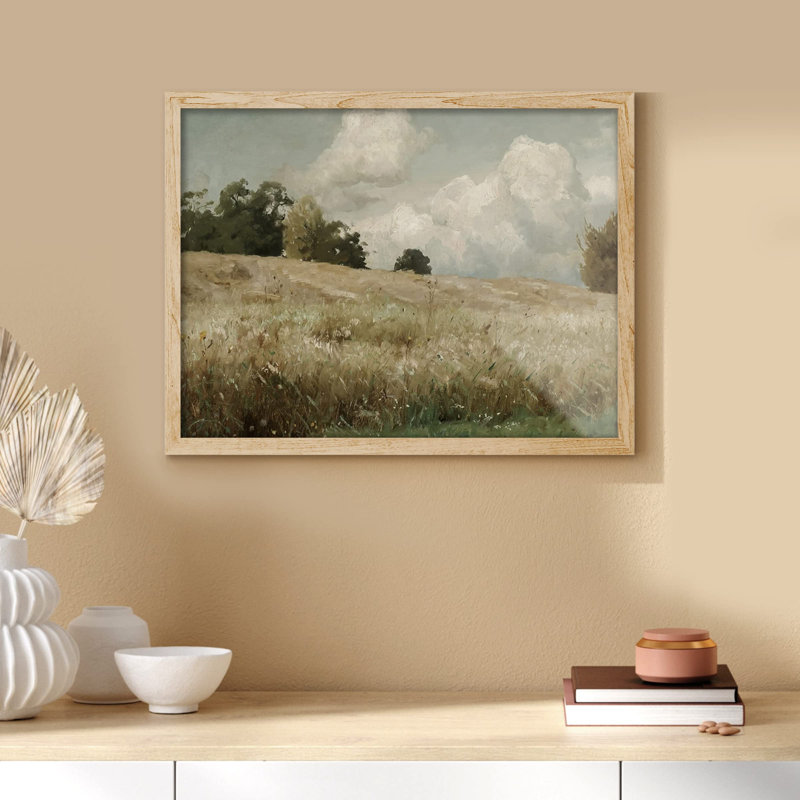 "Paysage champêtre rétro" sur papier, Naturel / naturel, H 11 po x l 14 po