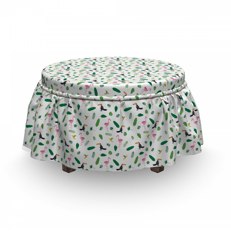 Housse pour repose-pieds oiseaux flamant roses toucans