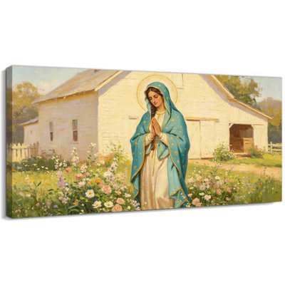 Vierge Marie, art mural - peinture sur toile sereine, œuvre d'art de la Sainte Mère Marie