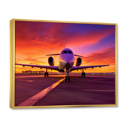 Avion au coucher du soleil I - Impressions sur toile transport