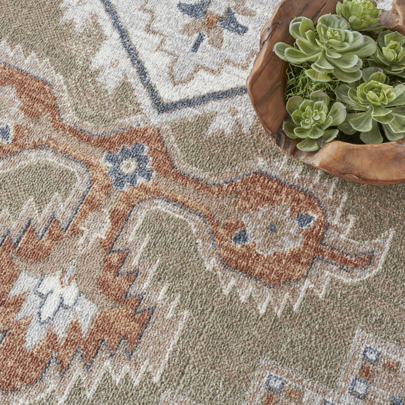  Astra Machine Washable 10' x 14' Sage Multicolor Vintage Indoor Rug, Rectangle 10' x 14'