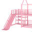 Lit simple superposé en métal avec escalier de rangement, glissière, rails de sécurité, rose