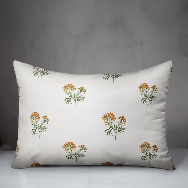  Coussin décoratif floral intérieur / extérieur en polyester, H 14 po x l 20 po, Blanc