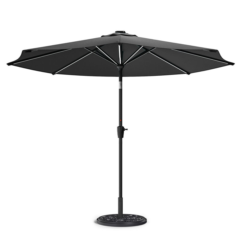 Aison 3m Traditional Parasol with LED Light, Dark Grey