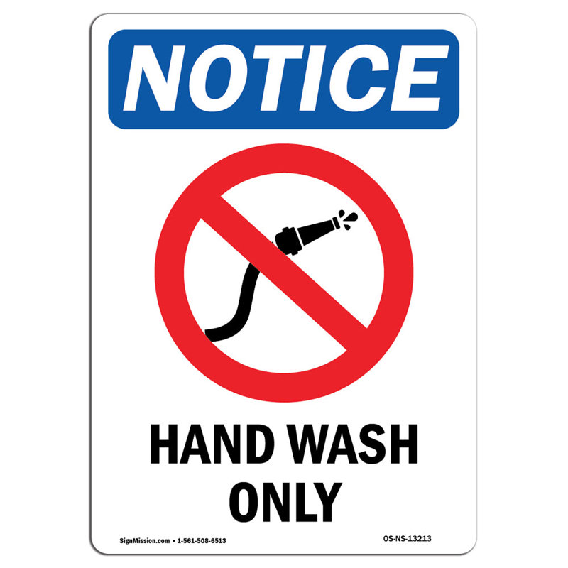 Hand Wash Only Sign