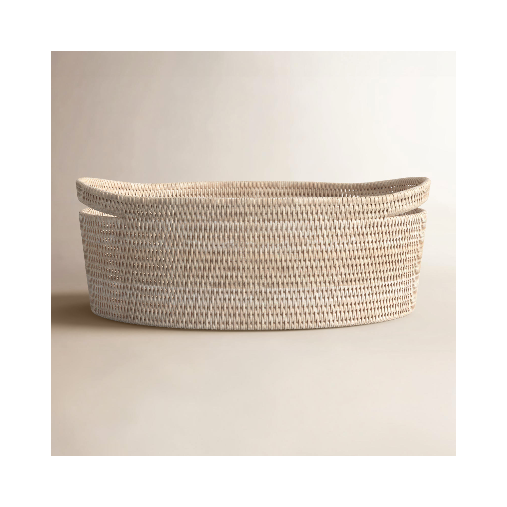 Rattan Basket, White Wash