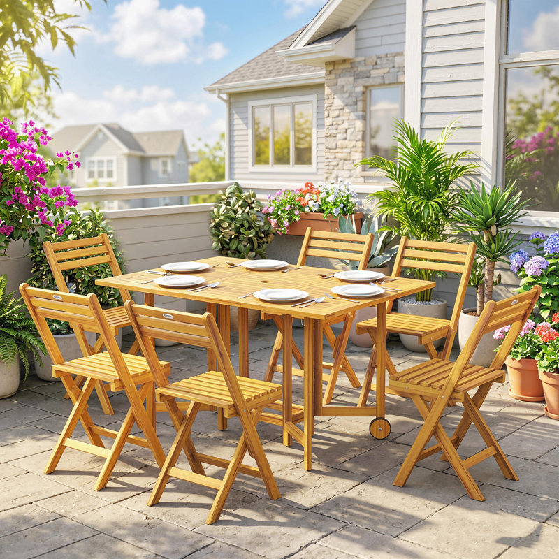 Rectangle Solid Wood Patio Dining Set