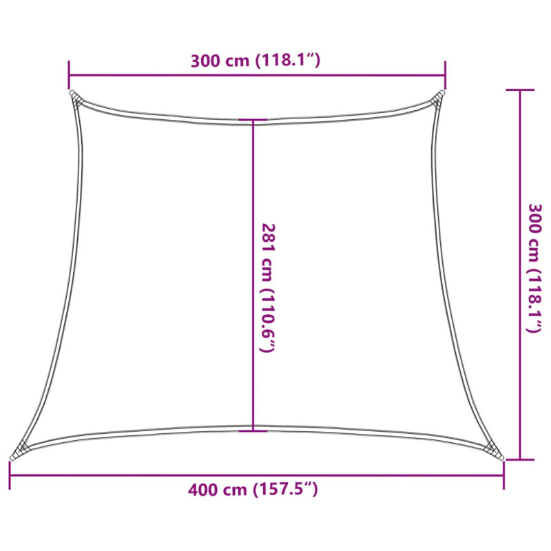 4m x 3m Trapezium Shade Sail, Yellow
