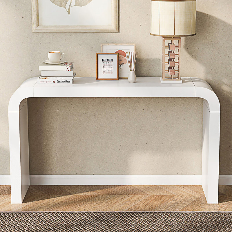 Table d'entrée moderne et minimaliste avec deux pieds, Blanc