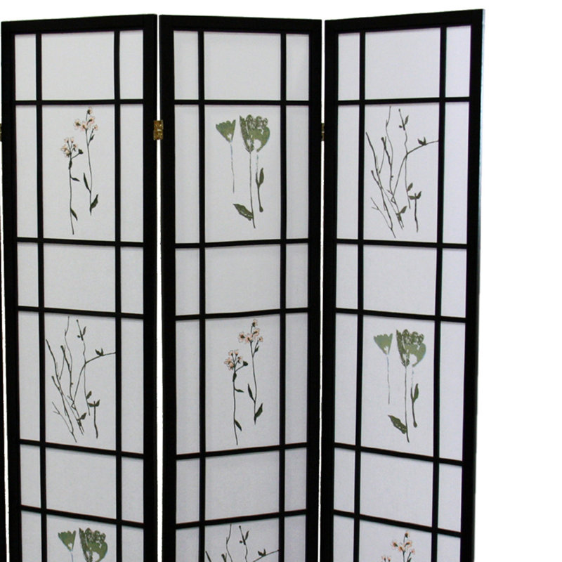 Cloison 70 "à 4 panneaux / cloison" Shoji ", H 70 po x l 60 po x P 10 po, Noir