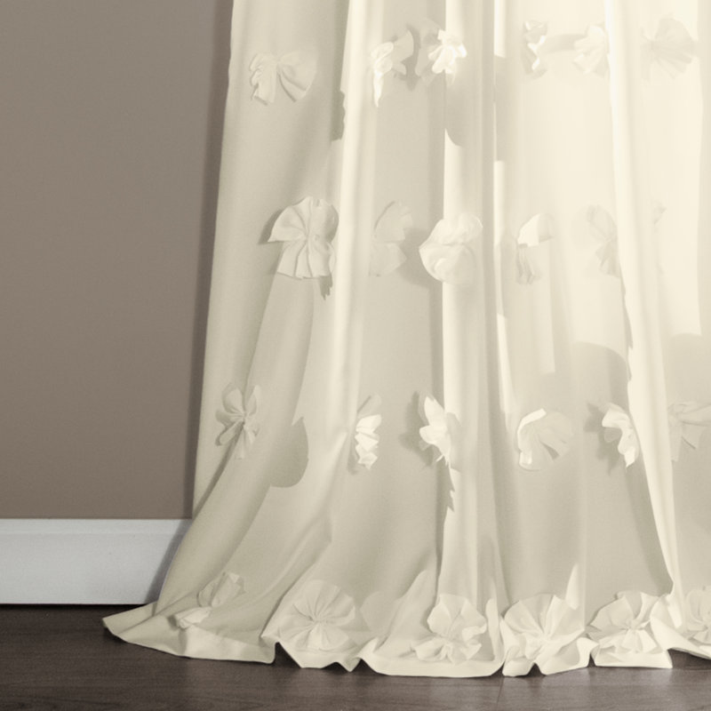 Paire de rideaux semi-transparents Reyna, Ivoire, l 54 po x L 108 po