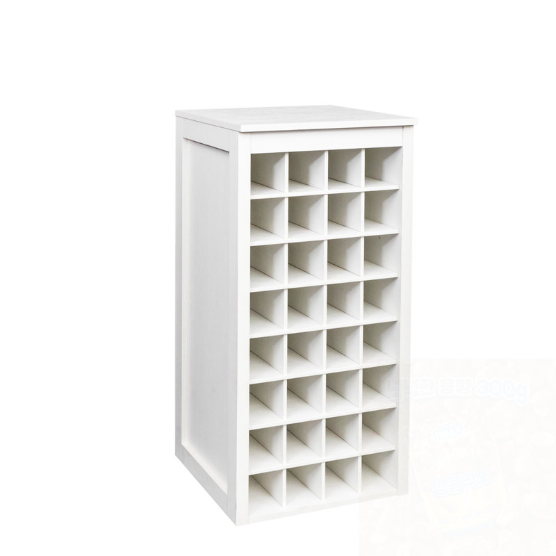 Armoire à vin avec cadre en bois avec rangement ouvert pour le vin, Blanc