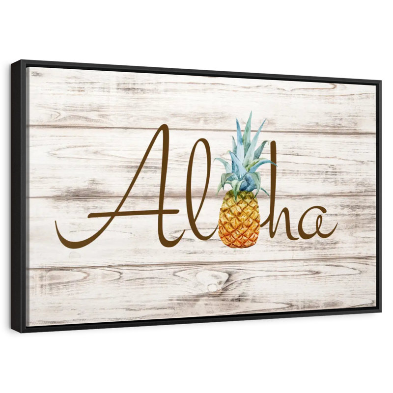 Aloha ananas, 43 po x 29 po, Cadre flottant noir