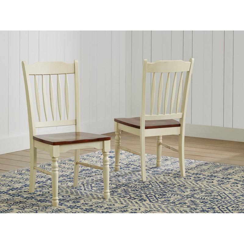 Letizia Slatback Side Chair in Merlot-Buttermilk Finish, Merlot and Buttermilk