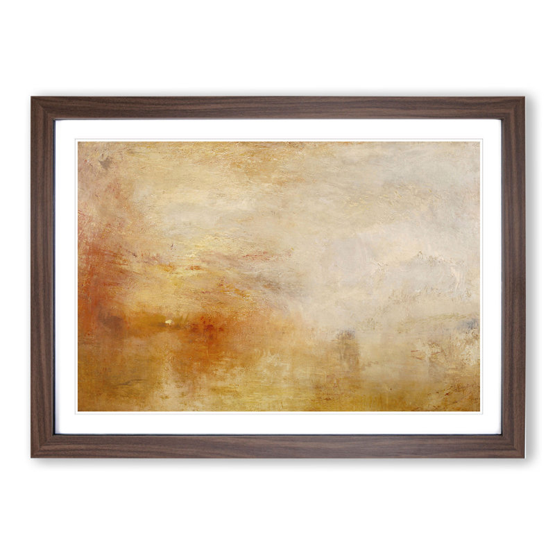 Sun Setting over a Lake by Joseph Mallord William Turner - Framed Print, 27cm H x 36cm W x 2cm D, Walnut Framed
