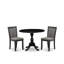 L'ensemble 3 pièces de table de salle à manger moderne comprend une table ronde en bois avec Dropleaf et 2 chaises rembourrées en tissu gris foncé Gotham, noir brossé-677711358-677747632-677747634