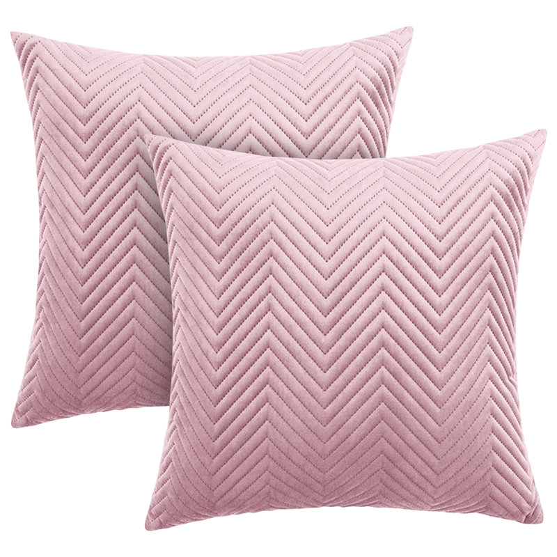 Aspire Homeware Embossed Square Velvet Cushion Cover, Pink, Pack of 2