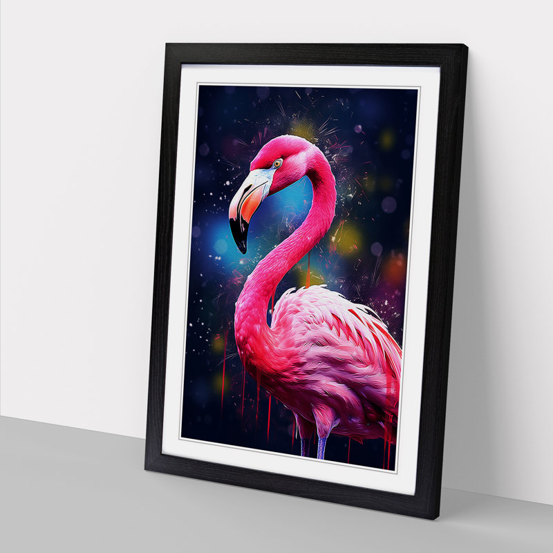 Flamingo Digital - Single Picture Frame Print on Wood, 34cm H x 25cm W x 2cm D, Black