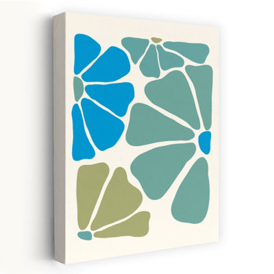 «Calm Teal Blooms Abstract Contemporary Minimalist Flower Nature», reproduction d'art murale