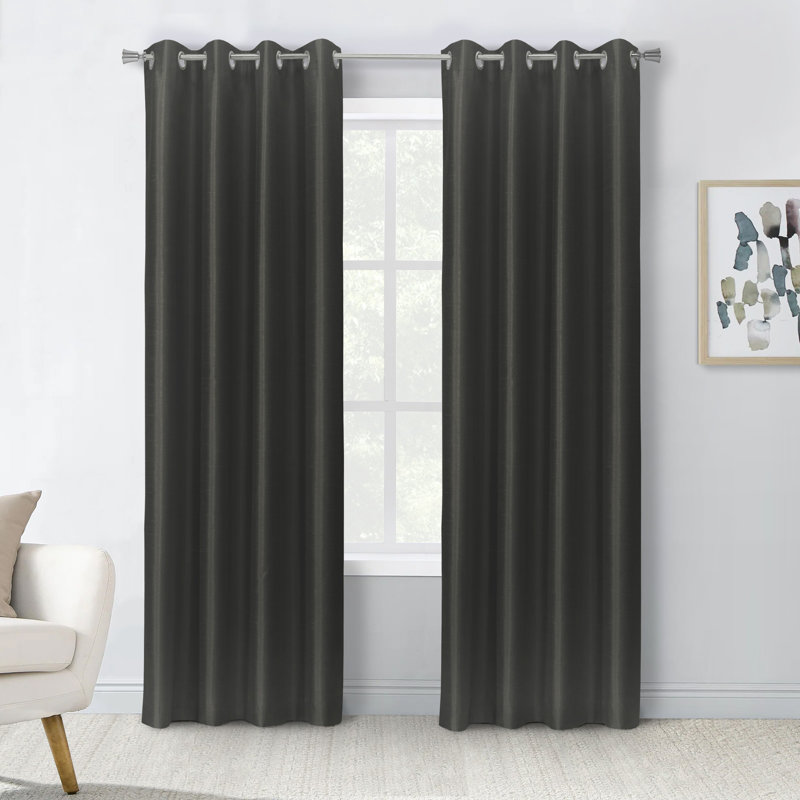 Panneau de rideau occultant avec œillets 52 x 95 Glacier, Noir, L 52 po x L 95 po