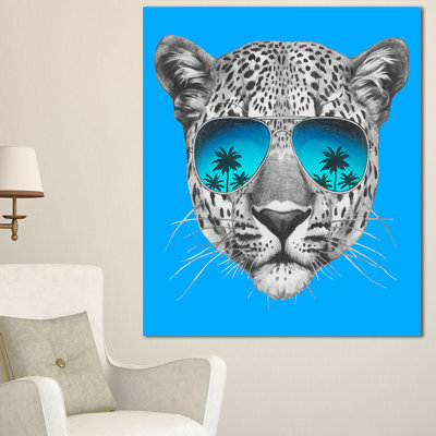 " Leopard with Mirror Sunglasses " Graphic Art Print