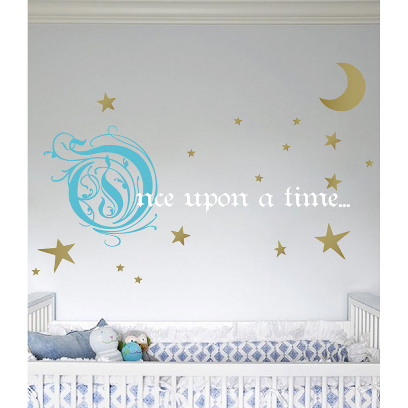 Décalcomanie murale une fois sur un temps, H 31 po x l 66 po x P 0,01 po, Bleu / Or / Blanc
