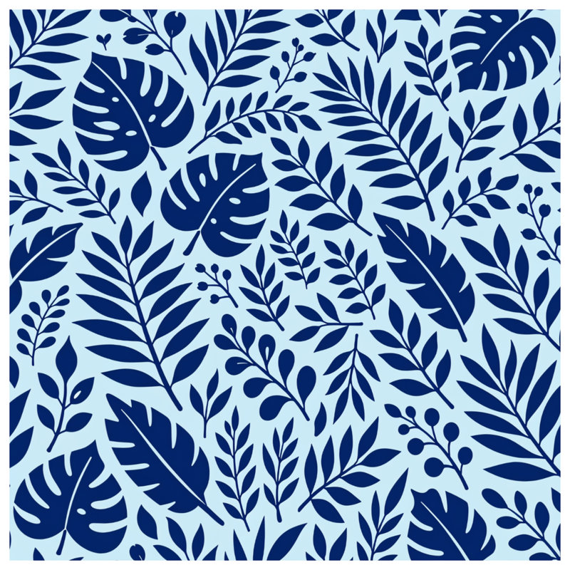 Housses de couette bleues à feuilles botaniques, Queen