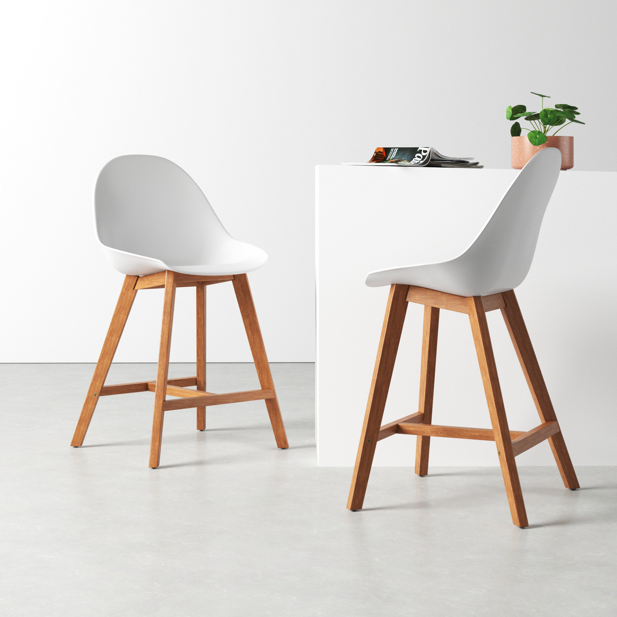 Jermaine 33'' Acrylic Outdoor Bar Stool, Light Teak