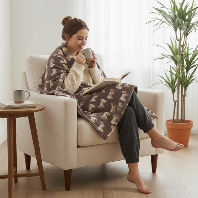 Machine Woven Throw Blanket, Mocha