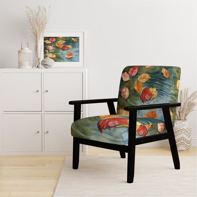 Chaise d'appoint Leaves - Fauteuil flottant Leaves on Still Water I, Accoudoirs carrés noirs