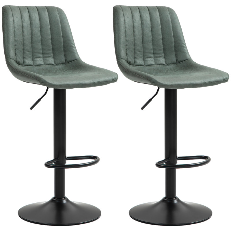 Kait Upholstered Adjustable Height Counter Stool with Metal Frame, Green
