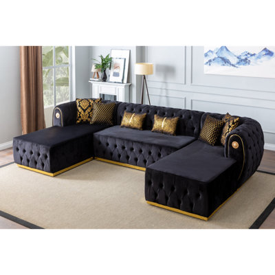 Velvet U-Shaped Sectional Symmetrical