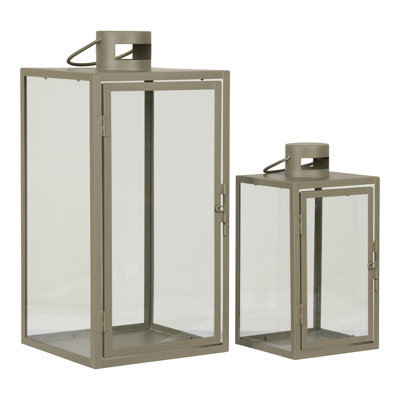 2 Piece Metal Floor Lantern Set