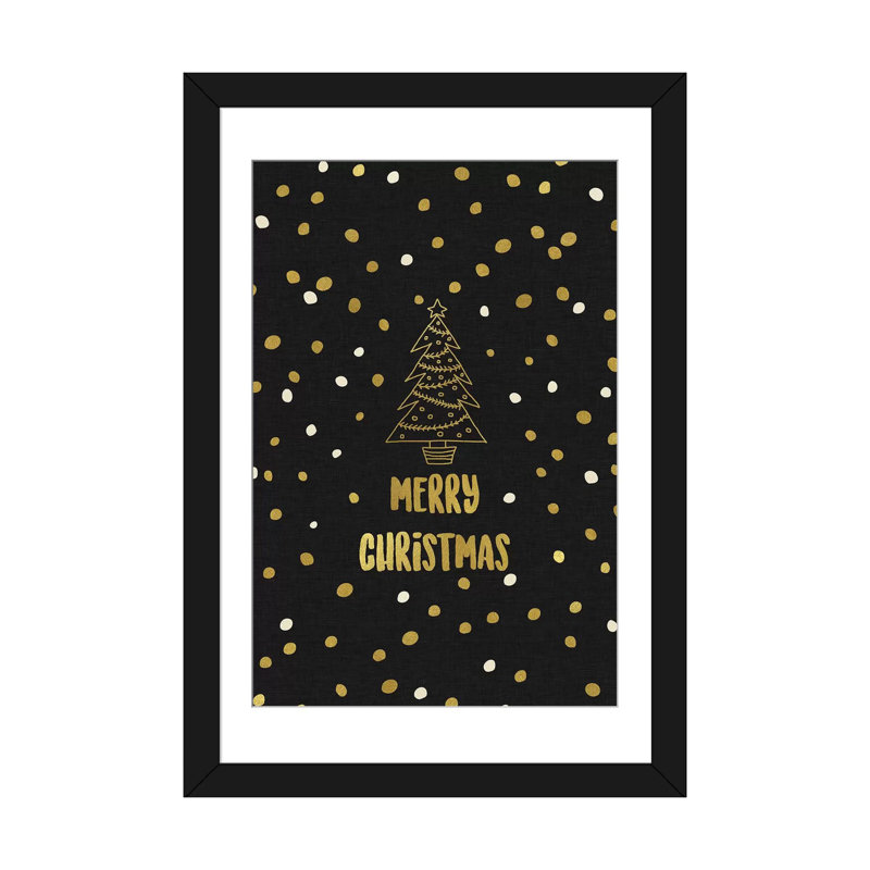 «Merry Christmas», art textuel sur toile, Papier d'art encadré noir, Blanc, H 32 po x l 24 po x P 1 po