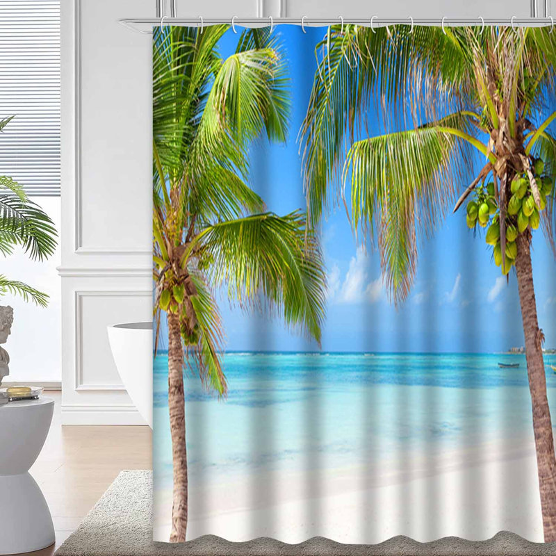 Eaux transparentes avec 12 crochets Tropical Beach, L 72 po x l 84 po
