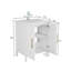 Meuble-lavabo de 61 cm avec lavabo intégré, porte à panneaux ondulés blanc brillant, poignées en métal doré, tablette réglable, meuble de rangement moderne autoportant pour salle de bain.