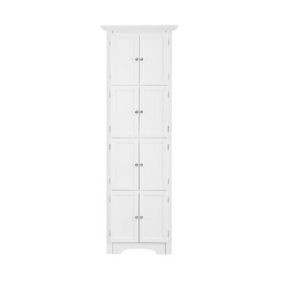 4-Shelf White Storage Cabinet - For Living Room, Bedroom, Kitchen, Bathroom Elegant Look Tall Home Ideal Bathroom, Office
