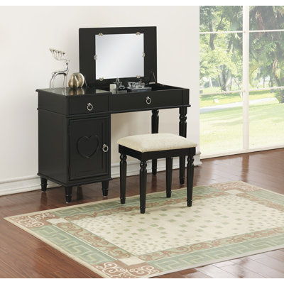 Ensemble de meuble-lavabo avec tabouret et miroir