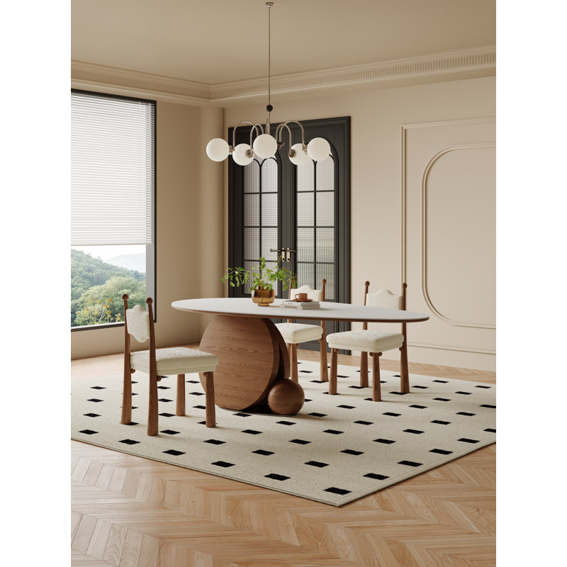 Kenyatta Bol Sant Dining Chair, Brown Wood, Teddy White, 2