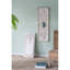 Ensemble de 2 grands panneaux d'art mural en bois avec finition blanche patinée et décorations de miroir rond, 16,9 po x 48 po