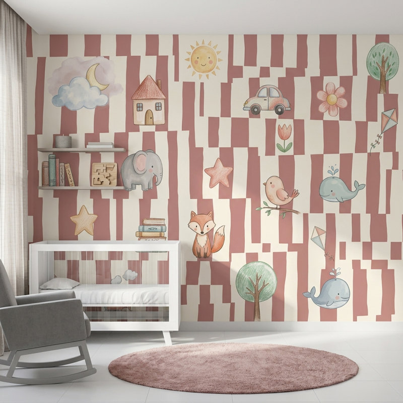 Papier peint amovible pour chambre d'enfant, Texturé non collé, 200 po x 120 po